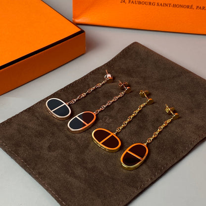[⭐Veyra]CHAINE VERSO BLACK CERAMIC EARRINGS