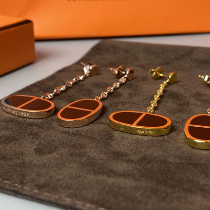 [⭐Veyra]CHAINE VERSO BLACK CERAMIC EARRINGS