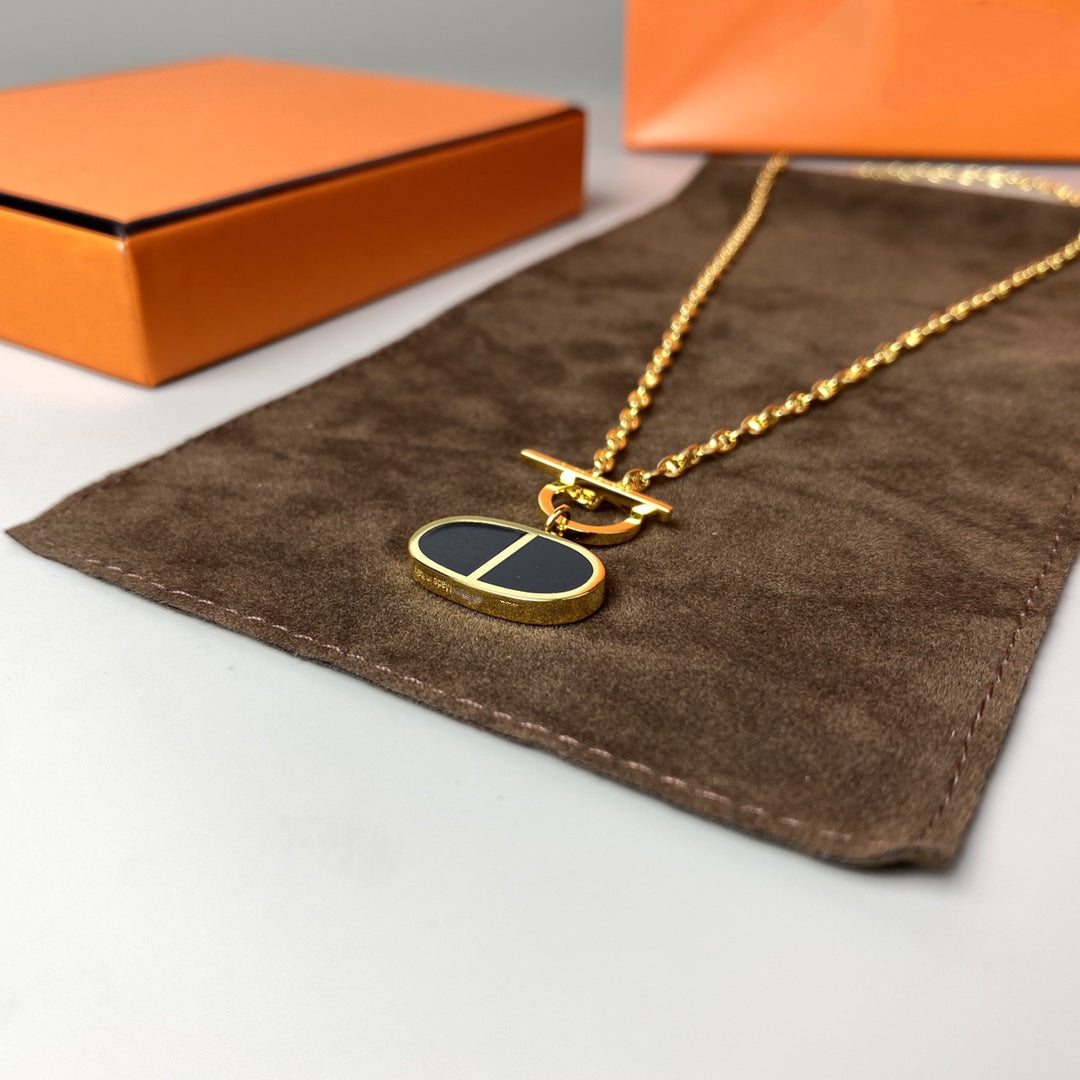 [⭐Veyra]CHAINE VERSO BLACK CERAMIC NECKLACE