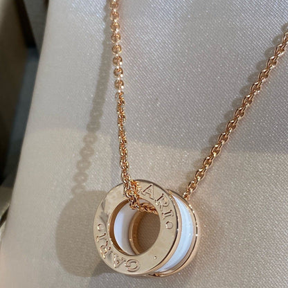 [⭐Veyra]ZERO 1 WHITE CERAMIC PINK GOLD NECKLACE
