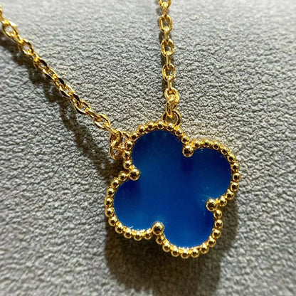 [⭐Veyra]CLOVER 15MM BLUE AGATE NECKLACE