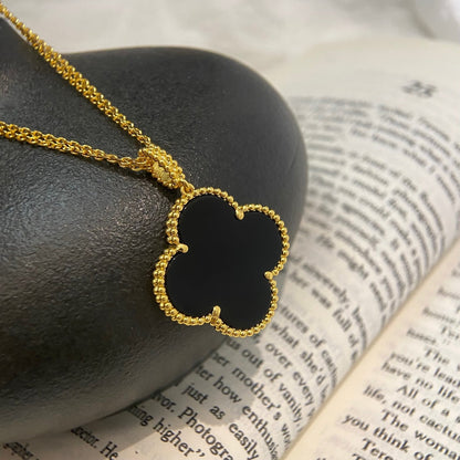 [⭐Veyra]CLOVER 25MM NECKLACE GOLD ONYX