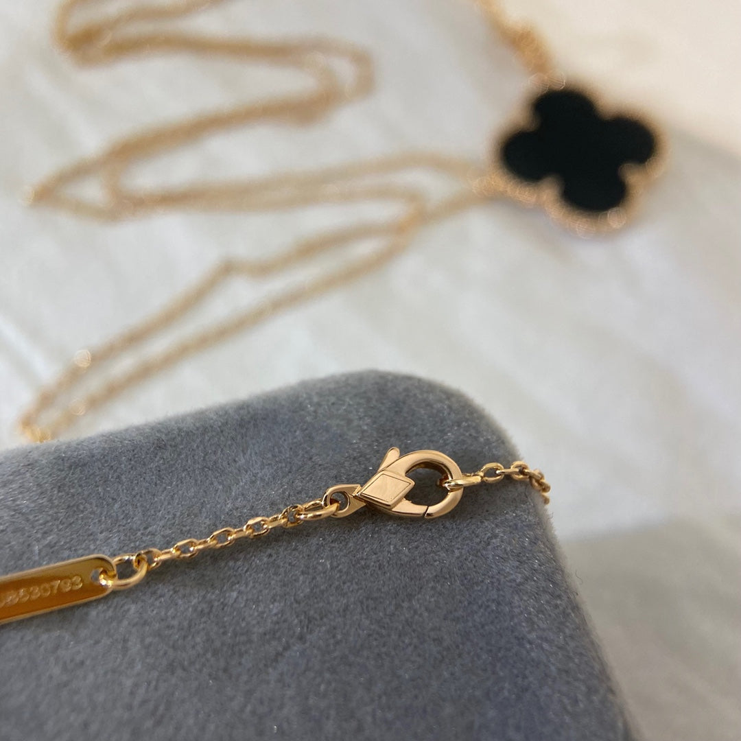 [⭐Veyra]CLOVER 25MM NECKLACE GOLD ONYX