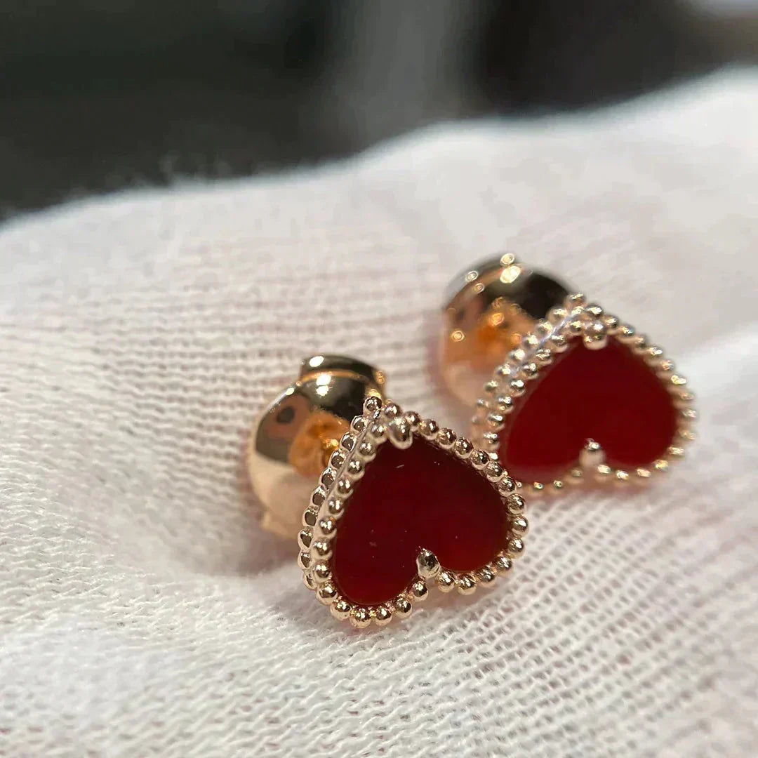[⭐Veyra]HEART CARNELIAN STUD EARRINGS
