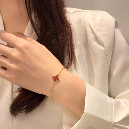 [⭐Veyra]COLOR STAR CARNELIAN PINK GOLD DIAMOND BRACELET