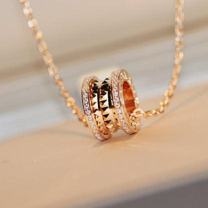 [⭐Veyra]ZERO 1 ROCK PEDANT PINK GOLD NECKLACE