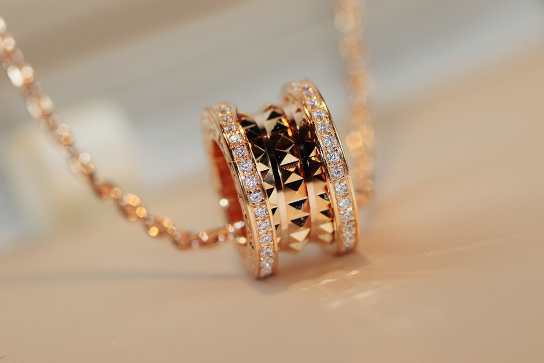 [⭐Veyra]ZERO 1 ROCK PEDANT PINK GOLD NECKLACE