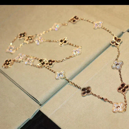 [⭐Veyra]CLOVER 20 MOTIFS LASER DIAMOND NECKLACE
