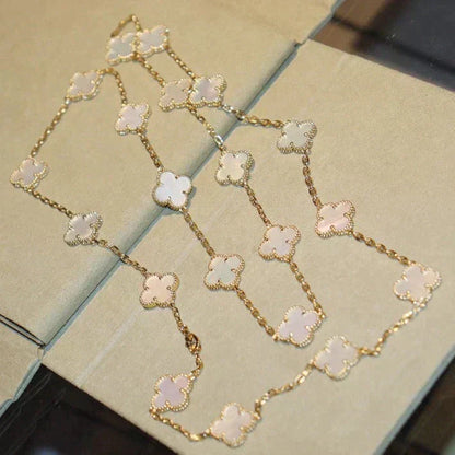 [⭐Veyra]CLOVER 20 MOTIFS WHITE MOP NECKLACE