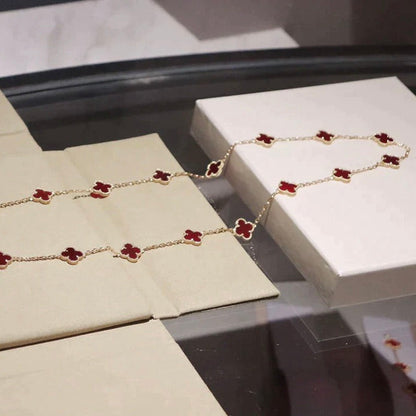 [⭐Veyra]CLOVER 20 MOTIFS CARNELIAN NECKLACE
