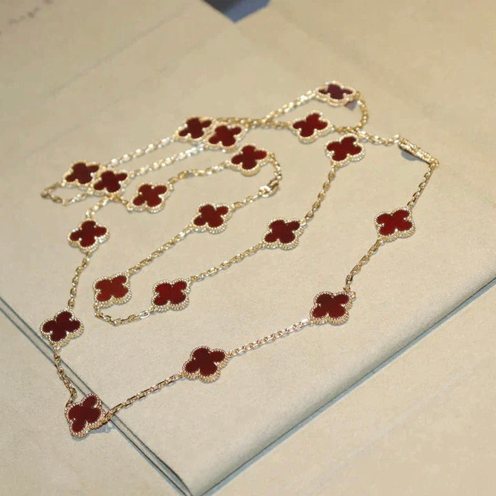 [⭐Veyra]CLOVER 20 MOTIFS CARNELIAN NECKLACE