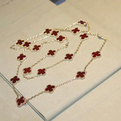 [⭐Veyra]CLOVER 20 MOTIFS CARNELIAN NECKLACE