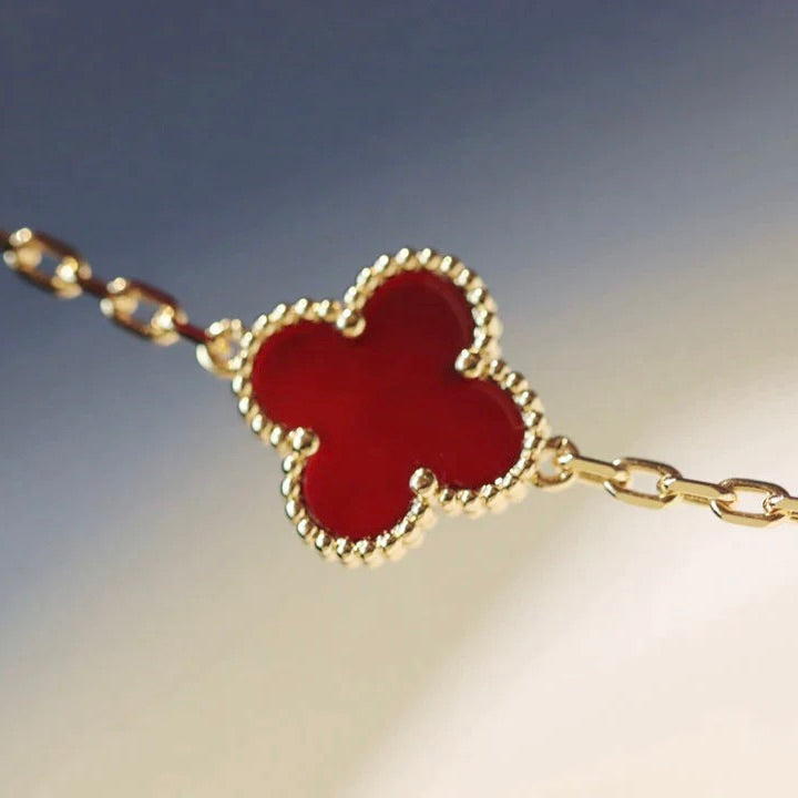 [⭐Veyra]CLOVER 20 MOTIFS CARNELIAN NECKLACE