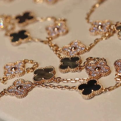 [⭐Veyra]CLOVER 20 MOTIFS DARK MOP DIAMOND  NECKLACE