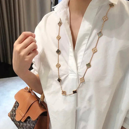[⭐Veyra]CLOVER 20 MOTIFS DARK MOP DIAMOND  NECKLACE