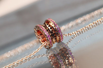 [⭐Veyra]ZERO 1 ROCK PINK GOLD PINK DIAMOND NECKLACE