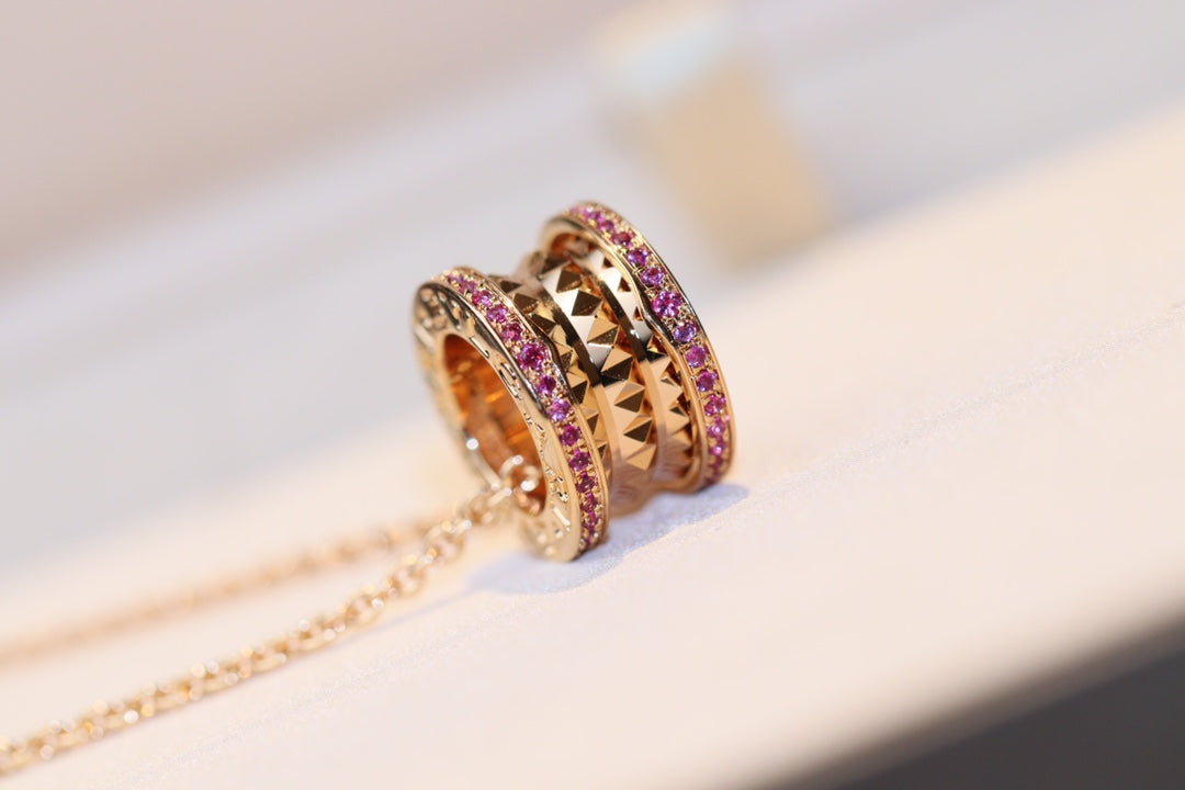 [⭐Veyra]ZERO 1 ROCK PINK GOLD PINK DIAMOND NECKLACE