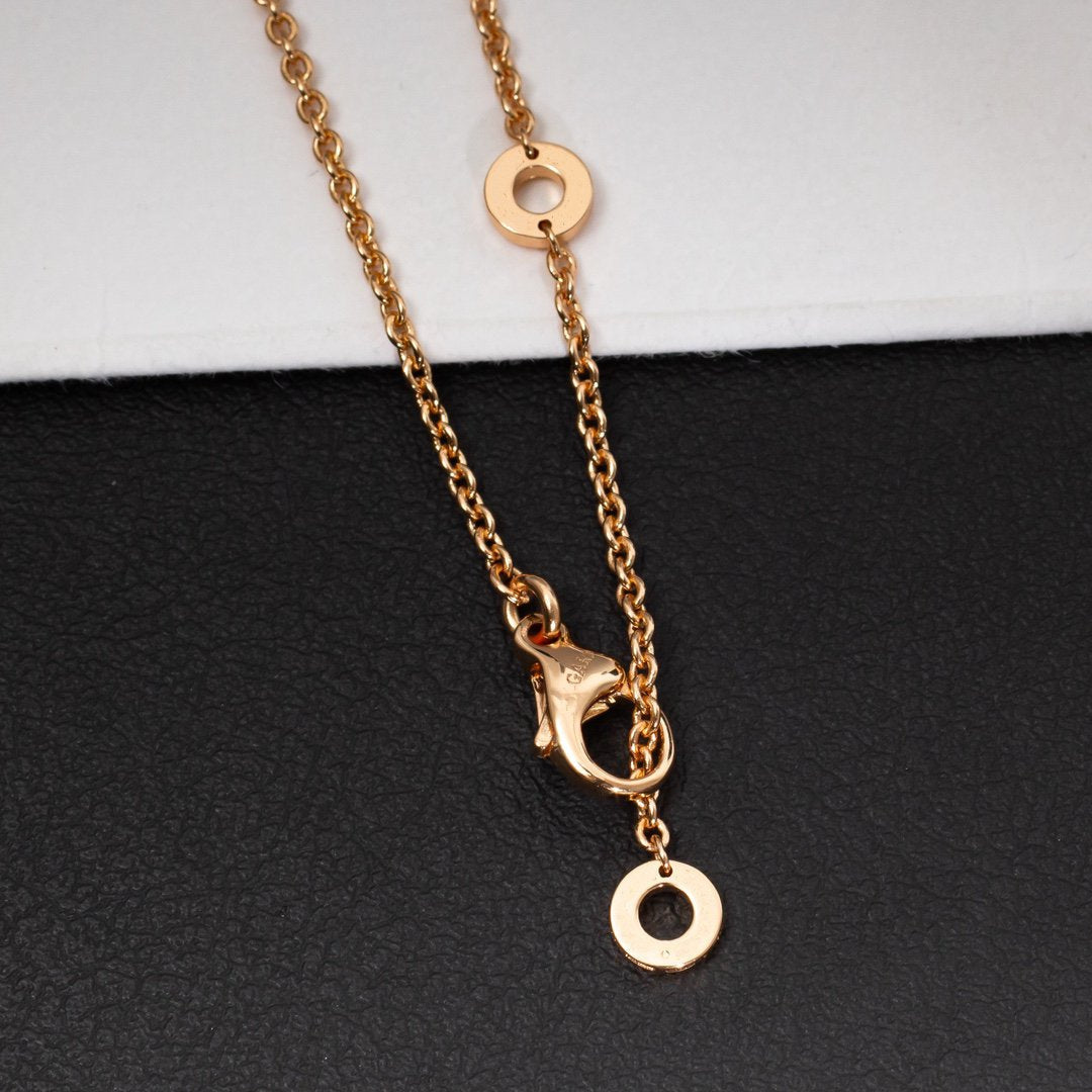 [⭐Veyra]ZERO 1 WHITE CERAMIC PINK GOLD DIAMOND NECKLACE