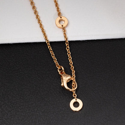 [⭐Veyra]ZERO 1 WHITE CERAMIC PINK GOLD DIAMOND NECKLACE