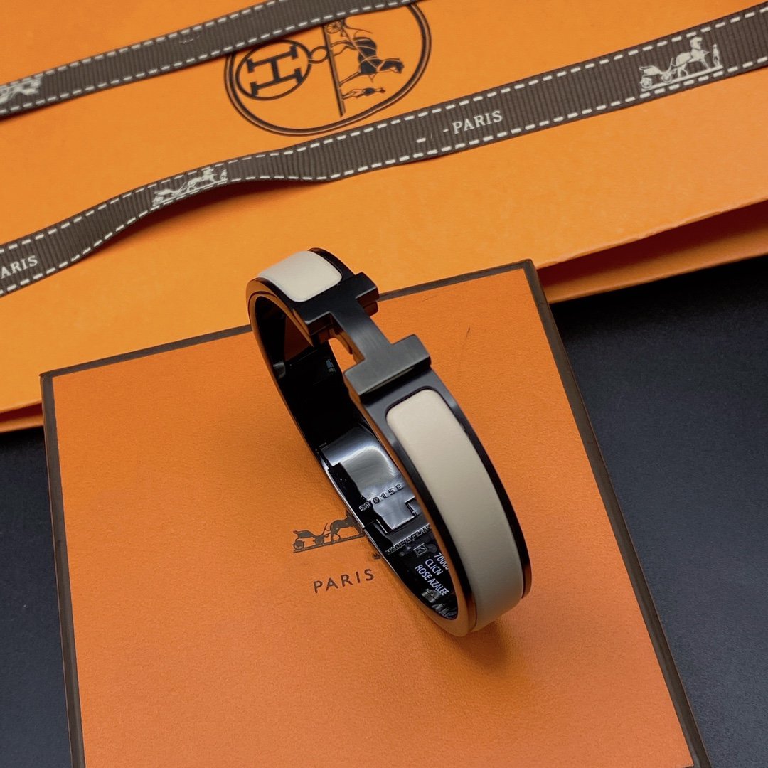 [⭐Veyra]H BRACELET 12MM BLACK BEIGE CERAMIC