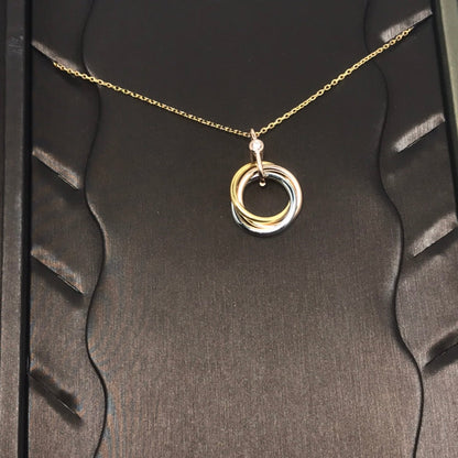 [⭐Veyra]TRINITY SILVER GOLD PINK GOLD NECKLACE