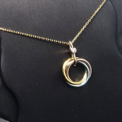 [⭐Veyra]TRINITY SILVER GOLD PINK GOLD NECKLACE