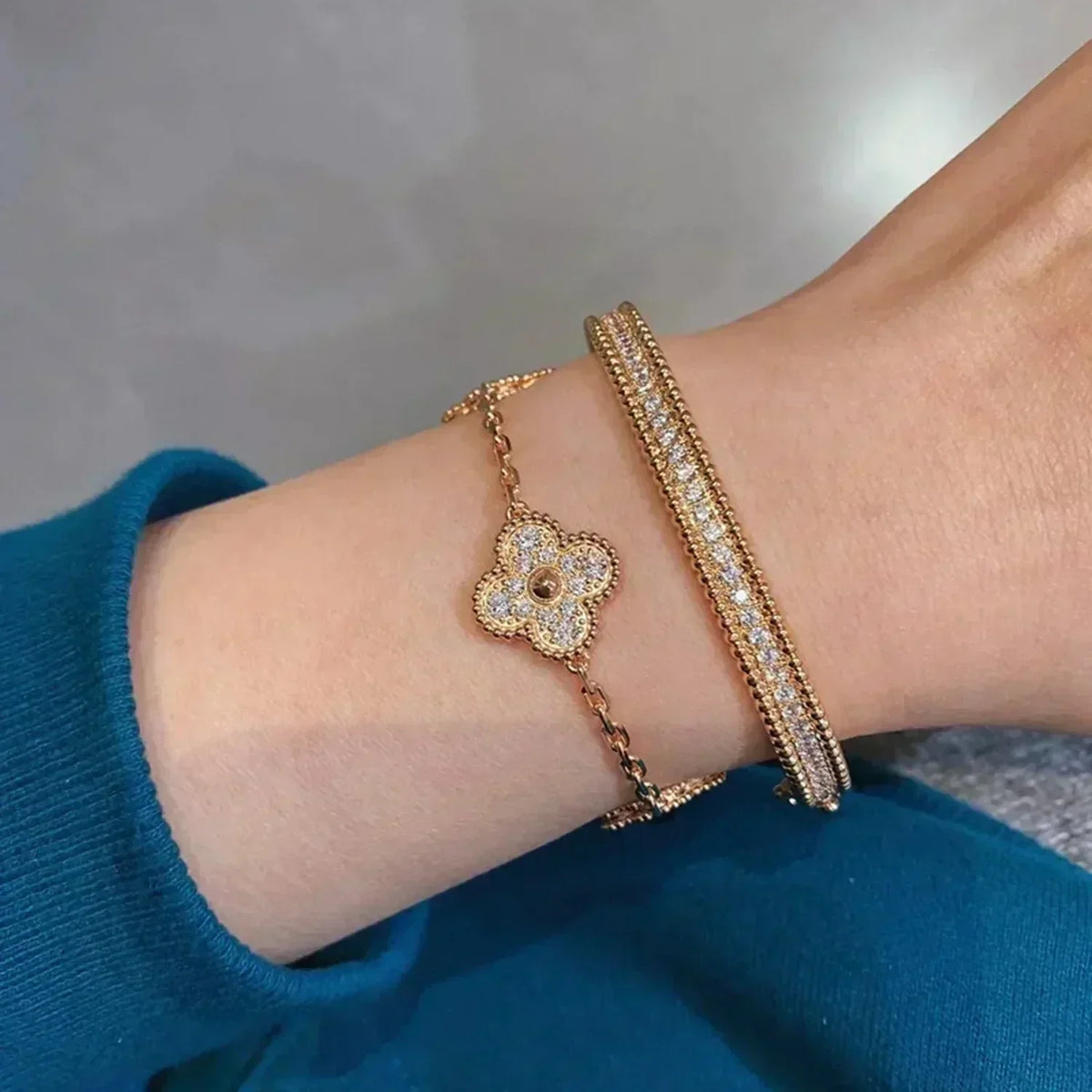 [⭐Veyra] CLOVER 5 MOTIF FULL DIAMOND BRACELET COLLECTION