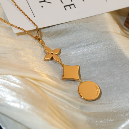 [⭐Veyra]STAR AND SUN DIAMOND PINK GOLD NECKLACE