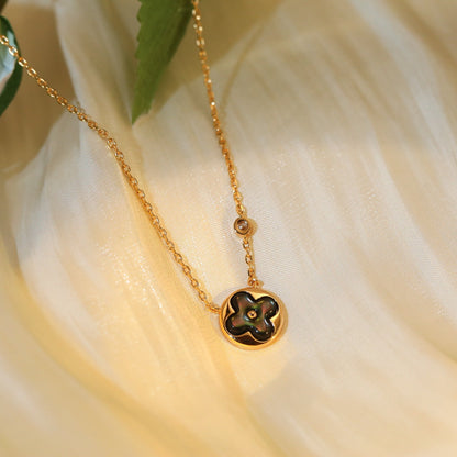 [⭐Veyra]SUN PEDANT PINK GOLD 1 DIAMOND NECKLACE