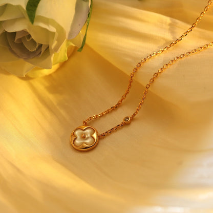 [⭐Veyra]SUN PEDANT PINK GOLD 1 DIAMOND NECKLACE