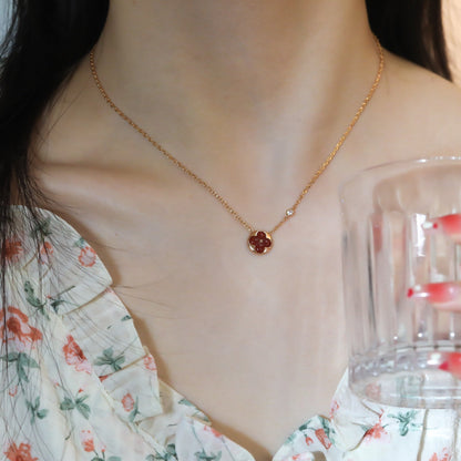 [⭐Veyra]SUN PEDANT PINK GOLD 1 DIAMOND NECKLACE