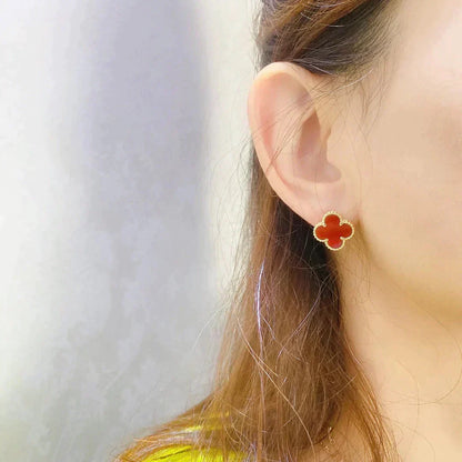 [⭐Veyra]CLOVER MEDIUM 1 MOTIFS CARNELIAN  EARRINGS