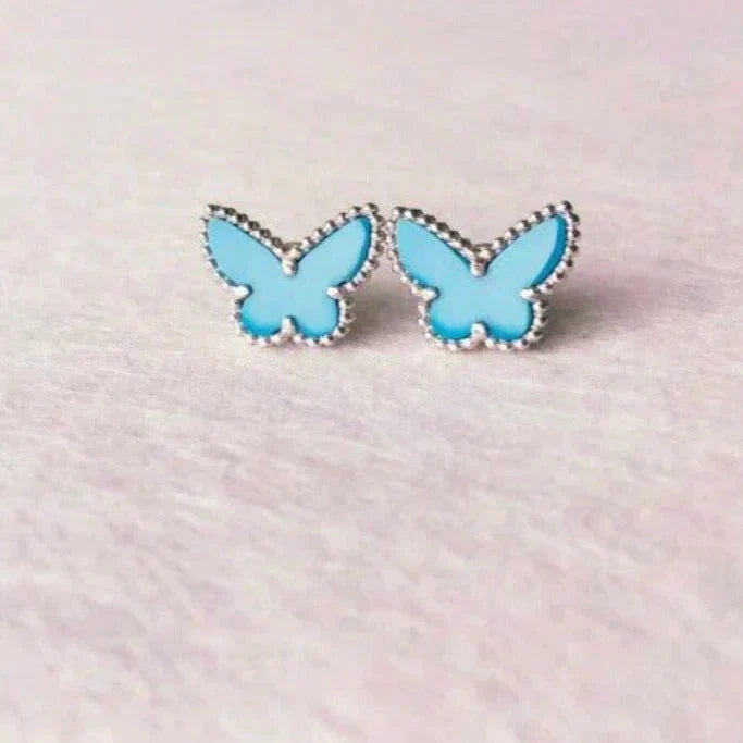 [⭐Veyra]BUTTERFLY TURQUOISE EARRINGS SILVER