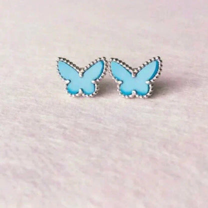 [⭐Veyra]BUTTERFLY TURQUOISE EARRINGS SILVER