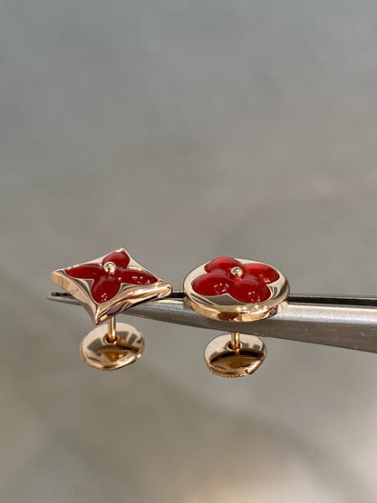 [⭐Veyra]STAR AND SUN PINK GOLD CARNELIAN STUD EARRINGS