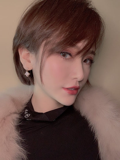 [⭐Veyra]DOUBLE STAR PINK GOLD MOP DROP EARRINGS