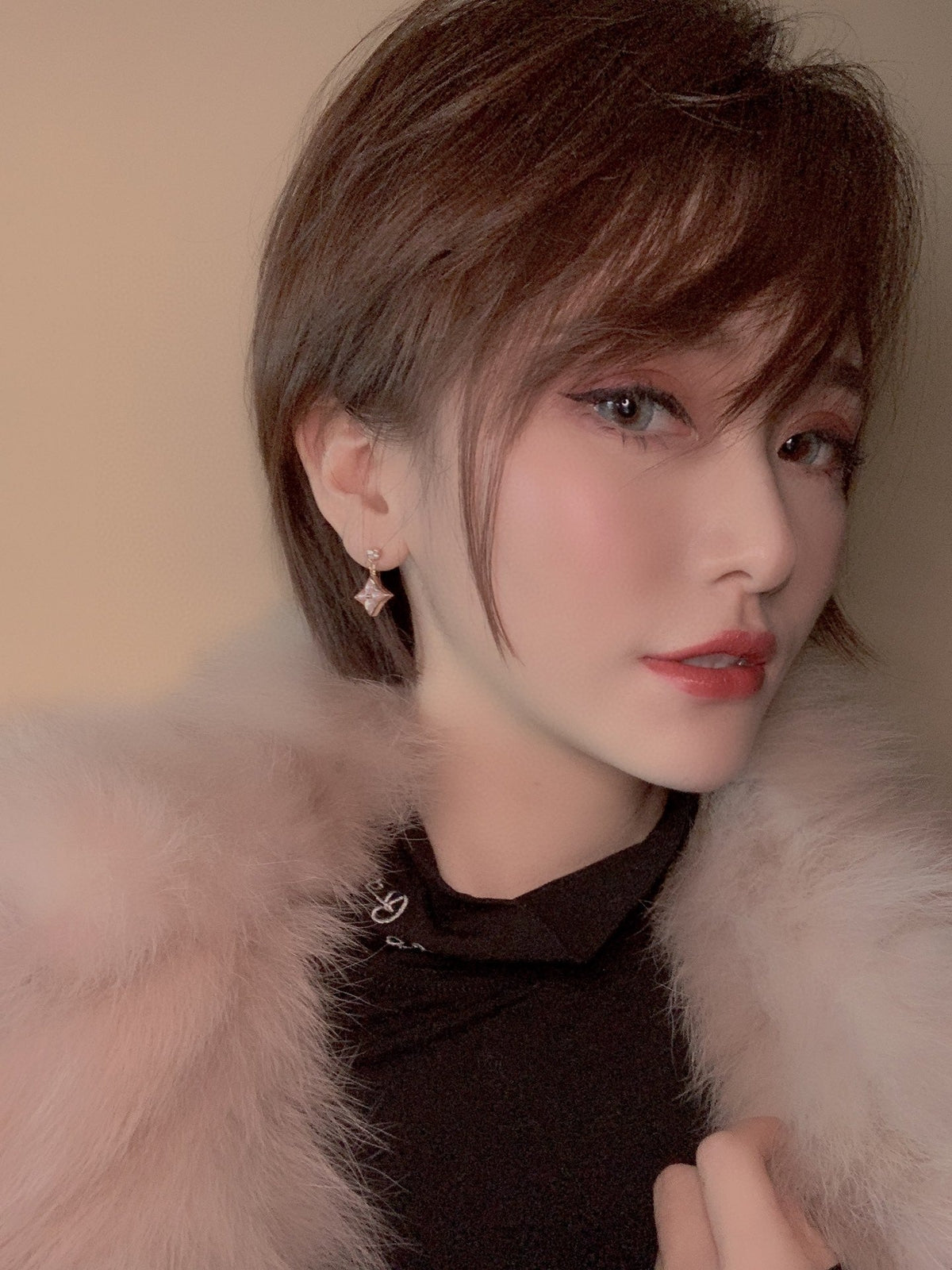 [⭐Veyra]DOUBLE STAR PINK GOLD MOP DROP EARRINGS
