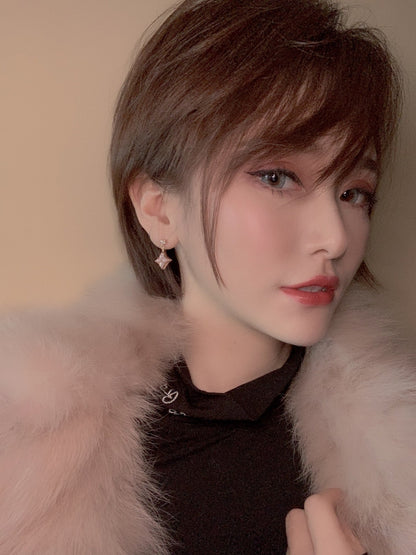 [⭐Veyra]DOUBLE STAR PINK GOLD MOP DROP EARRINGS
