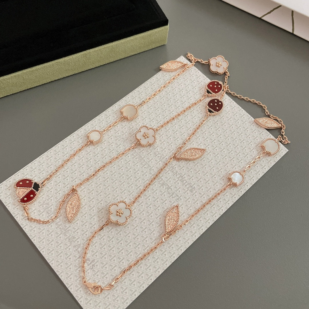 [⭐Veyra]LUCKY SPRING 15 MOTIFS ROSE GOLD NECKLACE