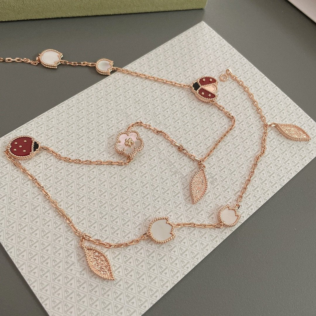 [⭐Veyra]LUCKY SPRING 15 MOTIFS ROSE GOLD NECKLACE