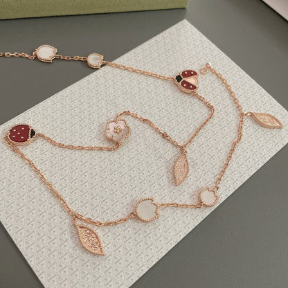 [⭐Veyra]LUCKY SPRING 15 MOTIFS ROSE GOLD NECKLACE