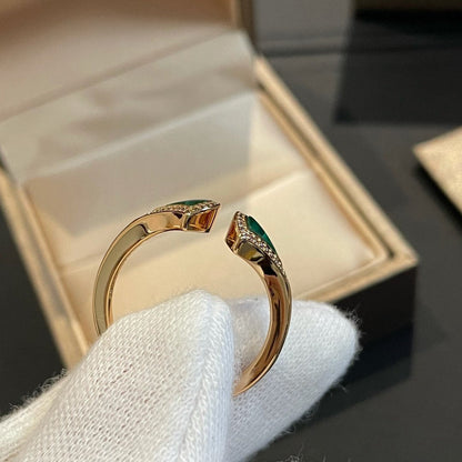 [⭐Veyra]DREAM MALACHITE DIAMOND OPEN RING