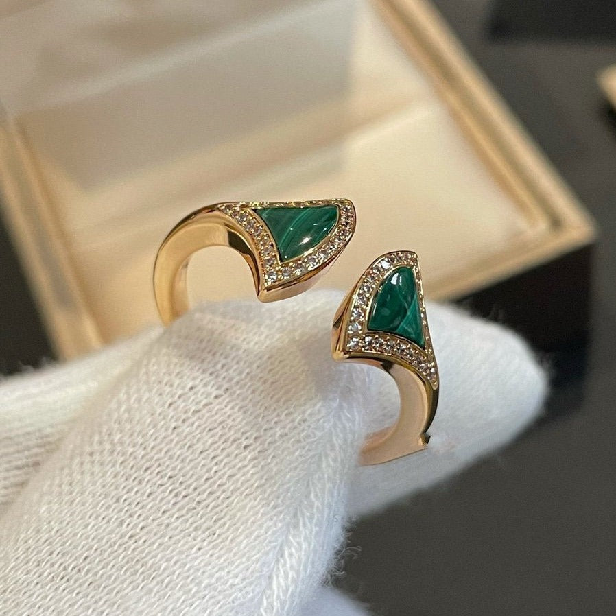 [⭐Veyra]DREAM MALACHITE DIAMOND OPEN RING