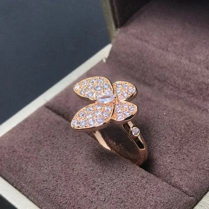 [⭐Veyra]BUTTERFLY PINK GOLD DIAMOND RING