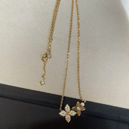 [⭐Veyra]STAR BLOSSOM NECKLACE PINK GOLD DIAMONDS