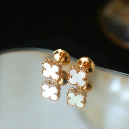 [⭐Veyra]CLOVER MINI 9.5MM WHITE MOP EARRINGS