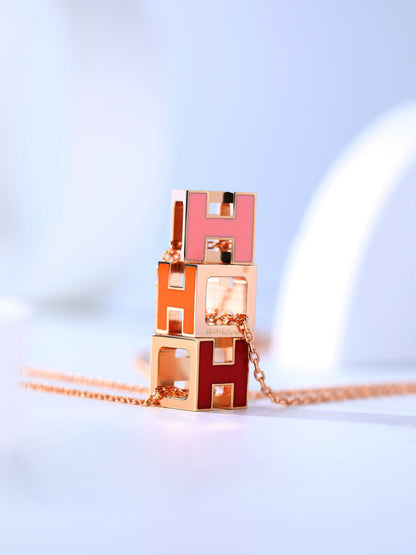 [⭐Veyra]H CAGE PINK GOLD NECKLACE