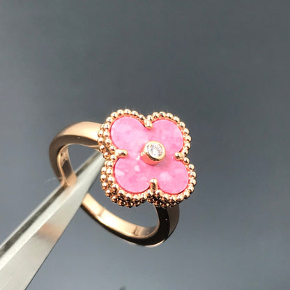 [⭐Veyra]CLOVER RHODONITE ROSE GOLD RING