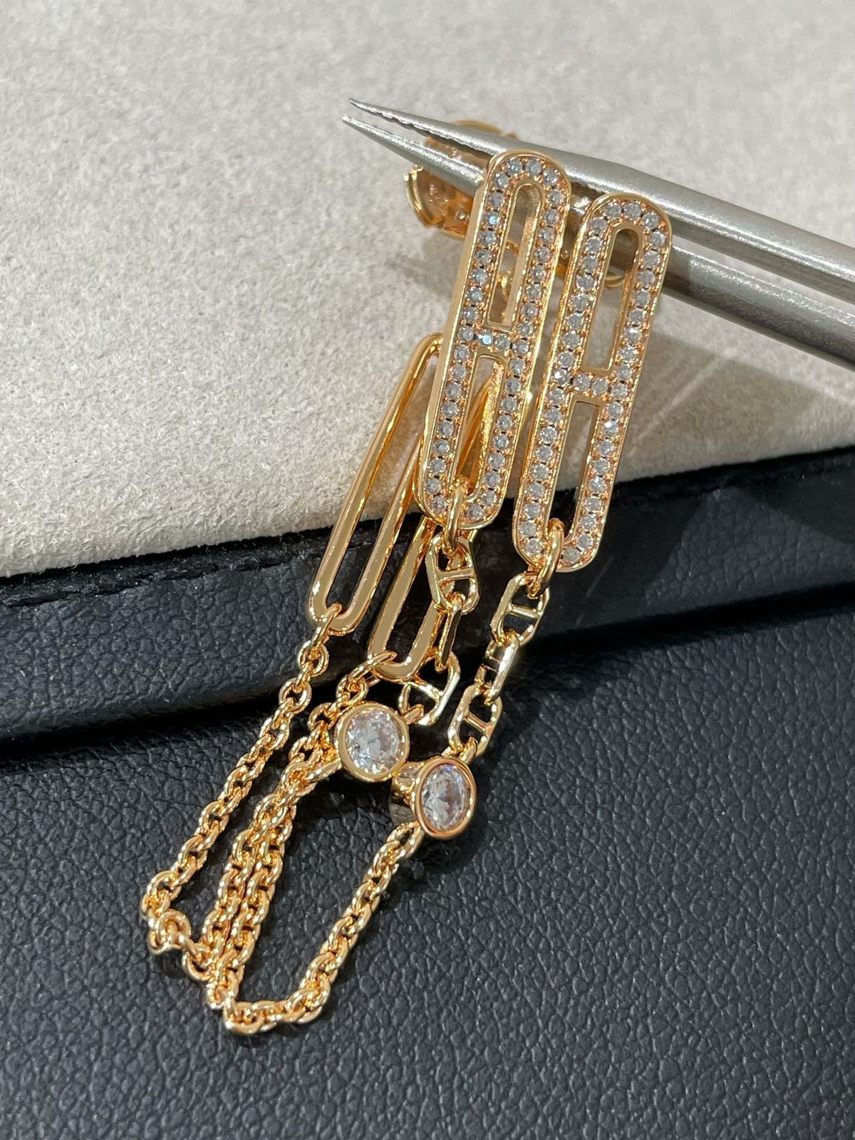 [⭐Veyra]CHAINE CHAOS DIAMOND DROP EARRINGS