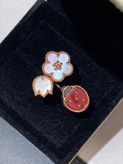 [⭐Veyra]LUCKY 3 MOTIF ROSE GOLD RING